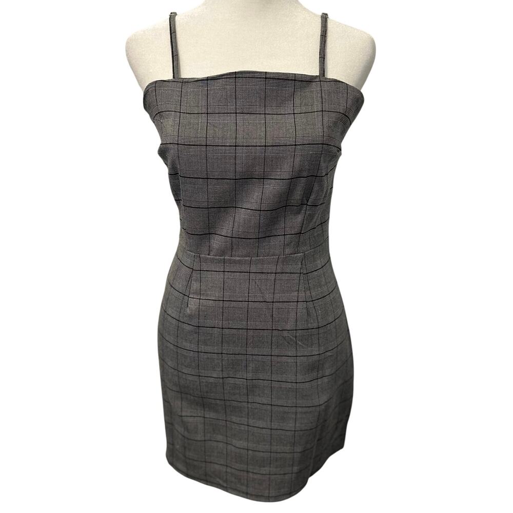 YFFS Gray Plaid Tie Back Mini Dress